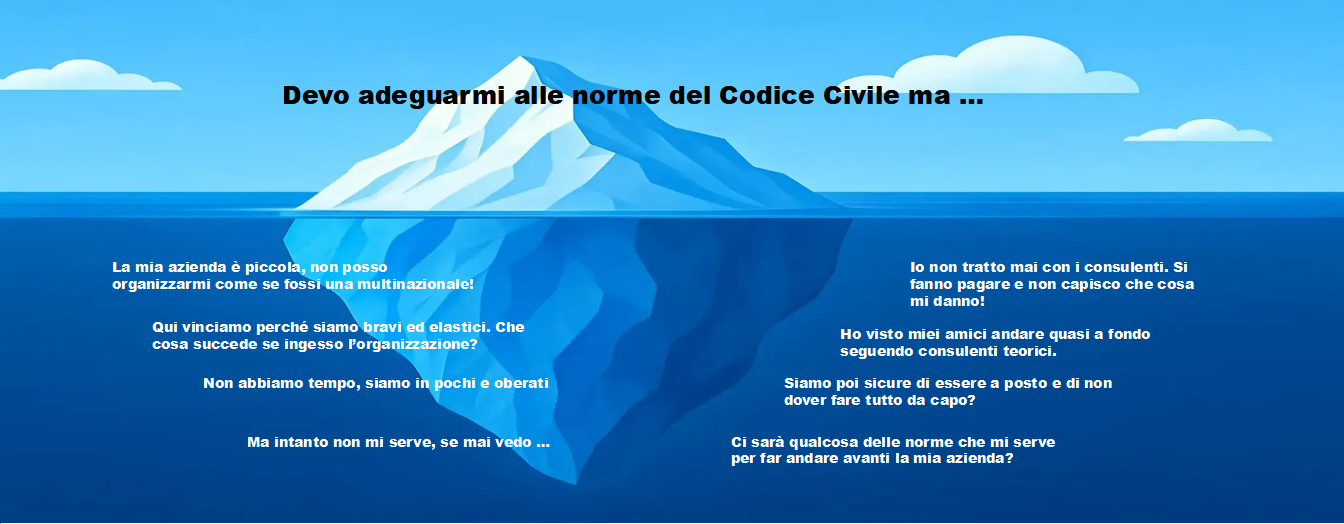 Iceberg Un iceberg che simboleggia le complessità dell'adattamento al codice civile italiano